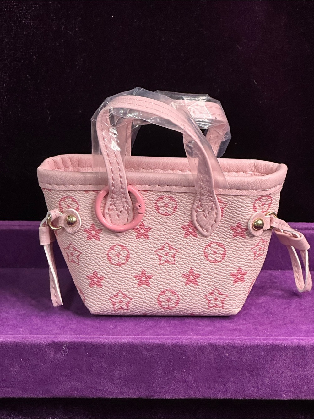 Pink Patterned Mini Tote Handbag